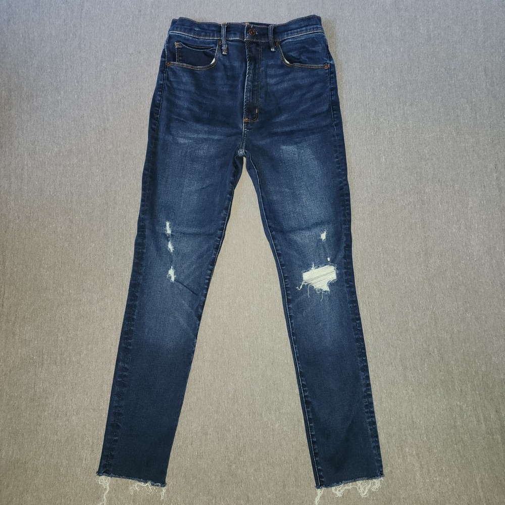 Abercrombie & Fitch Super Skinny Ultra High Rise Distressed Jeans 6s 28 Blue